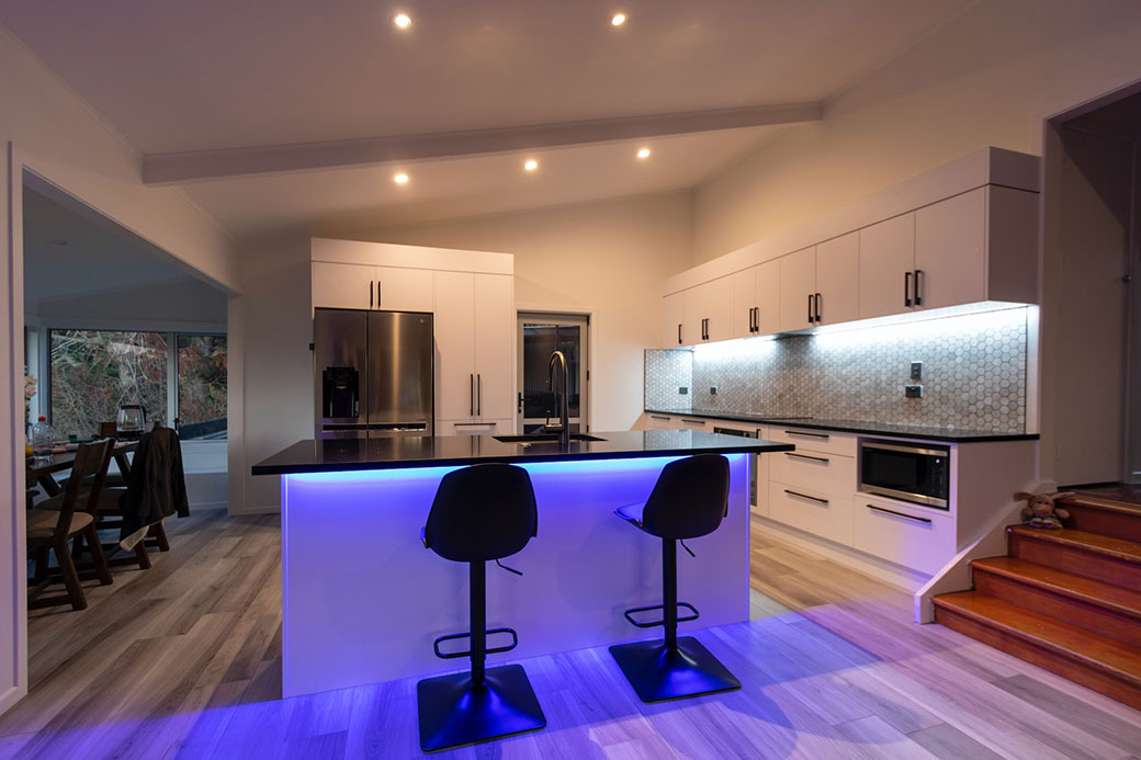kitchen with led lighting